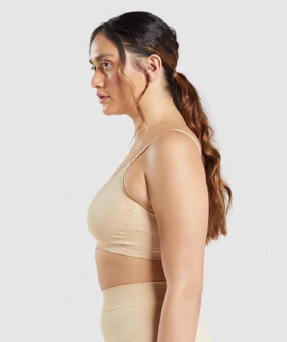 Gymshark Seamless Scoop Neck Ženske Bralette Svijetlo Smeđe | HR 3166DFM